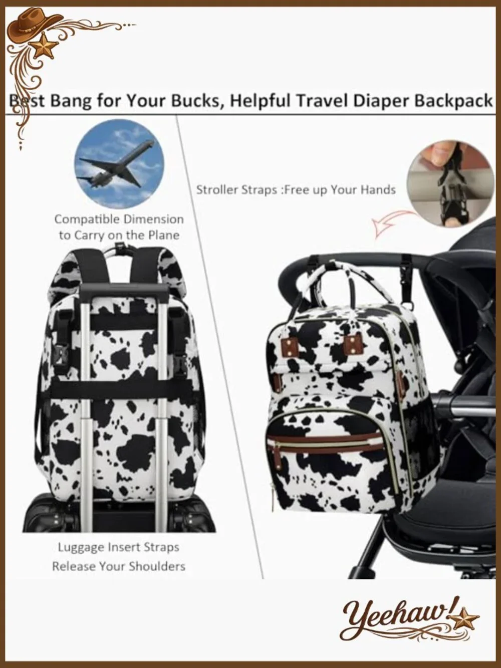 Diaper Bag Backpack with Changing Pad, Insulated Pockets, Waterproof, 23L,